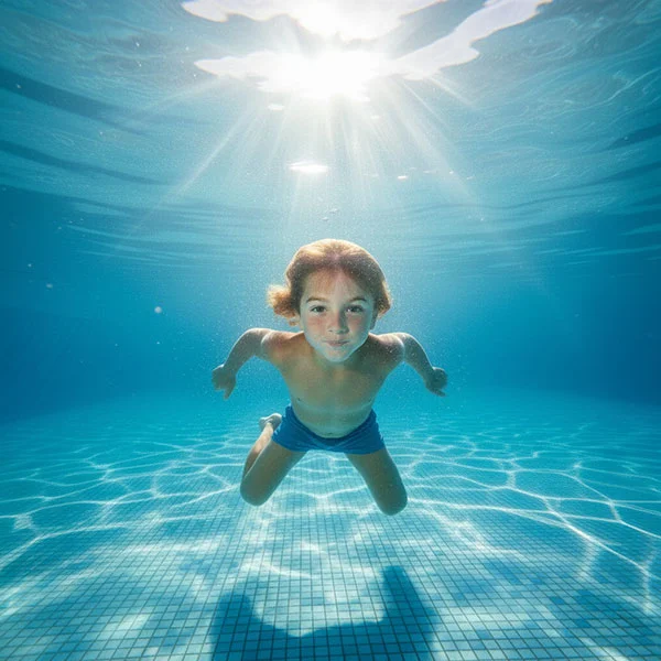 Child swimming underwater